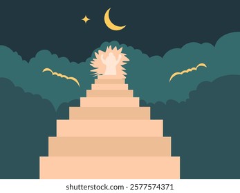 The image depicts a stairway to heaven