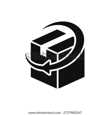 The image depicts a stylized black and white illustration of a shipping box with a ribbon and a globe. The box is shown with a ribbon tied around it, suggesting a gift or parcel ready for shipping. The globe behind the box indicates international shipping or global delivery. The design is minimalistic and uses bold shapes to convey the concept of worldwide delivery.