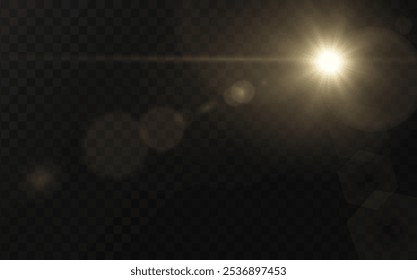 The image depicts sunlight, including sunbeams and a sunrise effect. The image also contains a beautiful glare. Sunlight Vector