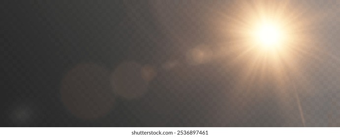 The image depicts sunlight, including sunbeams and a sunrise effect. The image also contains a beautiful glare. Sunlight Vector