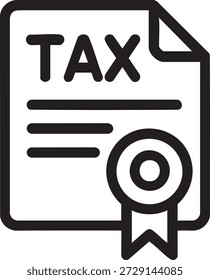 The image depicts a tax document with the word 'TAX' prominently displayed at the top. The document appears to be an official form or certificate, indicated by its structured layout and formal appearance. A seal or emblem is affixed to the lower right corner of the document, suggesting its authenticity and importance.