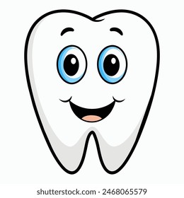 The image depicts a tooth happily smiling against a pink backdrop