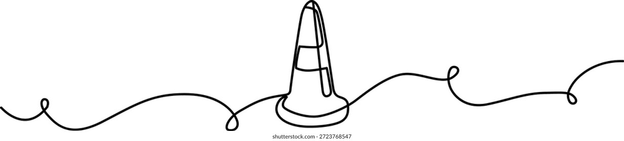 La Imagen representa un cono de tráfico colocado en una carretera ondulada. El cono se coloca en el centro, con la carretera curvándose suavemente a su alrededor. El cono parece ser un cono de tráfico naranja estándar, comúnmente utilizado para indicar peligros en las carreteras o zonas de construcción.