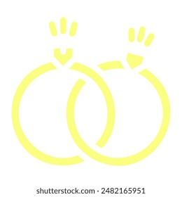 The image depicts two interlocking rings, a common symbol of marriage and commitment. Above the rings are several small vertical lines, which may represent a connection between the two individuals.