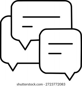 La Imagen muestra dos burbujas de discurso superpuestas entre sí. Las burbujas de voz están delineadas en negro y contienen líneas Horizontales que representan texto. Las burbujas se colocan de tal manera que una está ligeramente detrás de la otra, creando una sensación de profundidad.