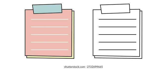 Das Bild zeigt zwei Papierstapel. Der Stapel auf der linken Seite besteht aus farbigen Papieren, vorwiegend rosa mit einem grünen Bodenteil und einem blauen Streifen oben. Der Stapel auf der rechten Seite enthält weiße Papiere mit einer blauen Registerkarte oben. Beide Stapel sind sauber organisiert und vertikal ausgerichtet.