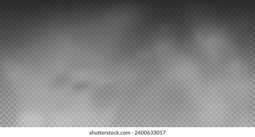 La imagen muestra varios fenómenos atmosféricos como niebla, humo, niebla y vapor. La simulación realista del vector 3D muestra una perspectiva de nubes de smog blancas.