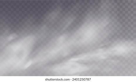The image depicts various atmospheric phenomena such as fog, smoke, mist, and steam. The realistic 3D vector mockup shows a perspective view of white smog clouds.