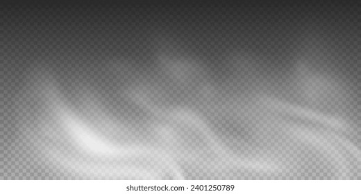 The image depicts various atmospheric phenomena such as fog, smoke, mist, and steam. The realistic 3D vector mockup shows a perspective view of white smog clouds.