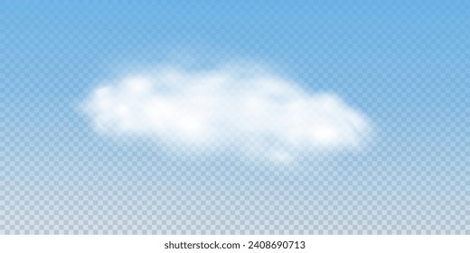 The image depicts various atmospheric phenomena such as fog, smoke, mist, and steam. The realistic 3D vector mockup shows a perspective view of white smog clouds.