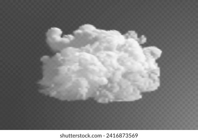 The image depicts various atmospheric phenomena such as fog, smoke, mist, and steam. The realistic 3D vector mockup shows a perspective view of white smog clouds.