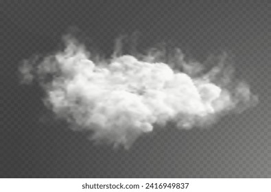 The image depicts various atmospheric phenomena such as fog, smoke, mist, and steam. The realistic 3D vector mockup shows a perspective view of white smog clouds.