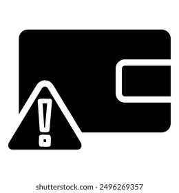 The image depicts a wallet with an exclamation point inside a triangle, signifying a warning or caution.