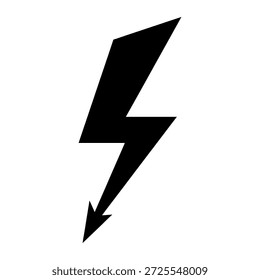 A imagem mostra um símbolo de aviso apresentando um raio preto com uma seta apontando para baixo em um fundo branco. Este símbolo é comumente usado para indicar a presença de raios ou para avisar sobre potenciais perigos elétricos.