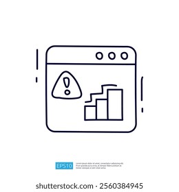 The image depicts a web browser window with a warning sign and a bar graph, suggesting an error or alert related to data or performance metrics.