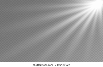 The image depicts a white  light , including sun rays and a dawn effect. The image also includes a white flare 