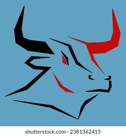 an image design bull head for logo or icon with strong line look modern