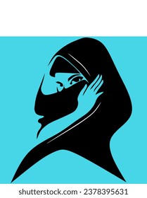 An image design logo or icon hijab girl look so calm and elegant with combination color 