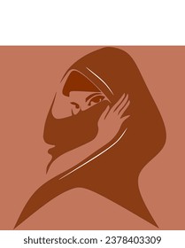 An image design logo or icon hijab girl look so calm and elegant with combination color 