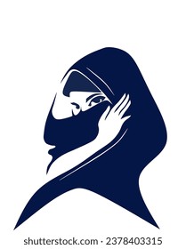 An image design logo or icon hijab girl look so calm and elegant with combination color 