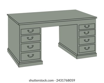 Image of a desk with side tables, isolated vector