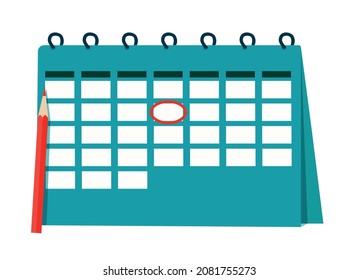 An image of a desktop calendar with a mark of a certain date.Vector illustration.