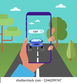 Image detection, classification. Artificial intelligence concept for object recognition. Machine Learning analytics identify object. Software for recognition a car.  