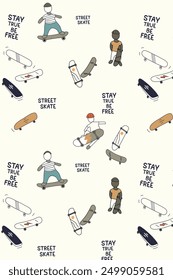 The image is a diagram with text written in a specific arrangement. The words "STAY, STREET, TRUE, SKATE, BE, FREE" are repeated in different formations within the diagram. There are also symbols and 