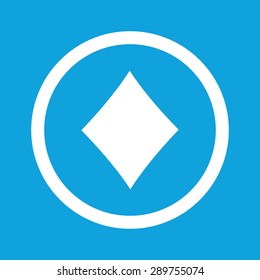 Image of diamonds card symbol in circle, isolated on blue