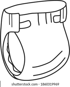 image of a diaper in doodle style, three-dimensional image. icon, simple image