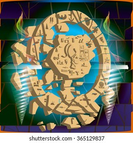 Image different Egyptian symbols with bright background
