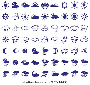 Image with different weather icons on white background