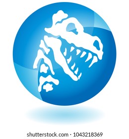 An image of a Dinosaur Fossil  Bones Button isolated on white.