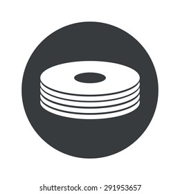 Image of disc pile in black circle, isolated on white