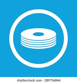 Image of disc pile in circle, isolated on blue