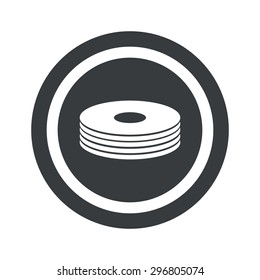 Image of disc pile in circle, on black circle, isolated on white