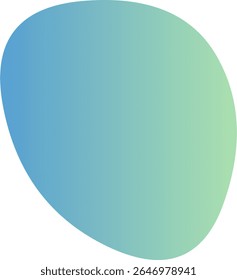 The image displays an amorphous, blob-like shape featuring a smooth gradient transitioning from Carolina blue at the top to celadon at the bottom