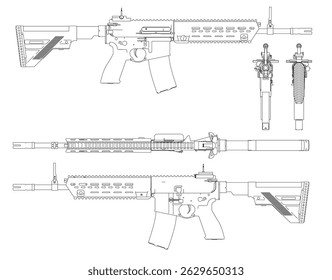 Das Bild zeigt eine Nahaufnahme einer Pistole, wobei der Pistolenfuß sichtbar ist. Die Pistole ist in zwei verschiedenen Ansichten dargestellt, von denen eine eine Seitenansicht der Pistole ist. Das Bild ist schwarz-weiß