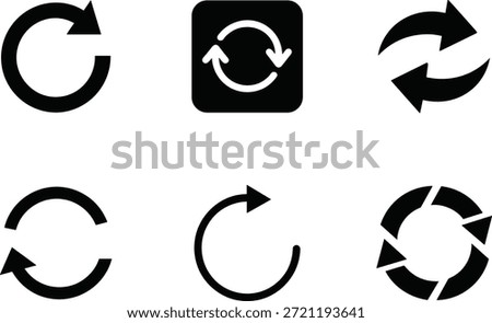 The image displays a collection of six different icons, all variations of circular arrows, arranged in a grid of two rows and three columns.
