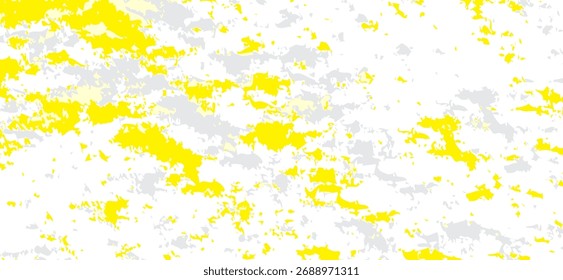 The image displays a dynamic, scattered pattern of bright yellow and soft gray patches set against a clean white backdrop, creating an abstract and visually interesting design