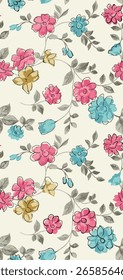 The image displays a floral pattern featuring