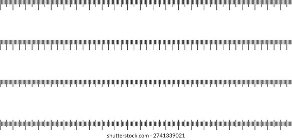 Image displays four parallel rows of fine black measurement markings resembling ruler segments against a white background. These calibration lines indicate precise units for length determination or scientific visualization needs.