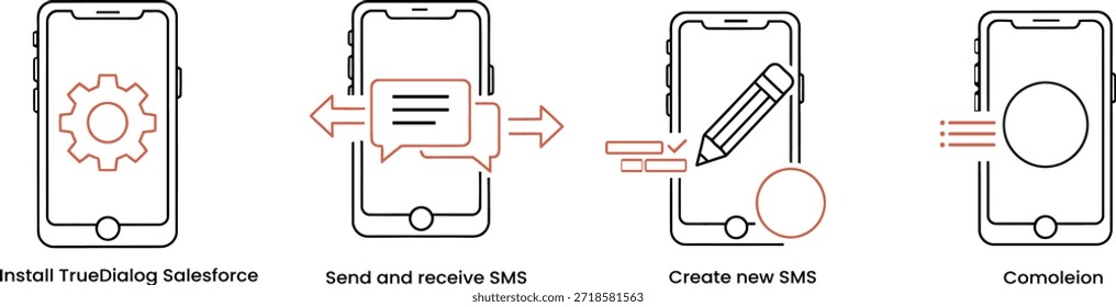 La Imagen muestra cuatro diagramas técnicos de teléfonos móviles con características y componentes distintos