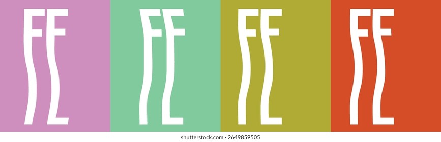 The image displays four vertical panels, each with a distinct pastel background color: pink, mint green, olive green, and orange. 