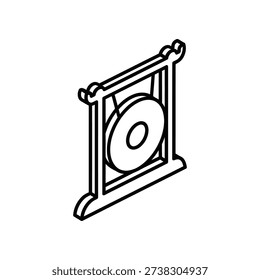 The image displays an isometric illustration of a wall-mounted clock featuring a classic design. The clock has a rectangular frame with intricate detailing at the corners, including small circular embellishments. The face of the clock is round and centrally placed within the frame, with no visible numbers or hands, suggesting a minimalist or decorative style. The clock stands on a small, flat base, giving it a three-dimensional appearance in the isometric perspective.