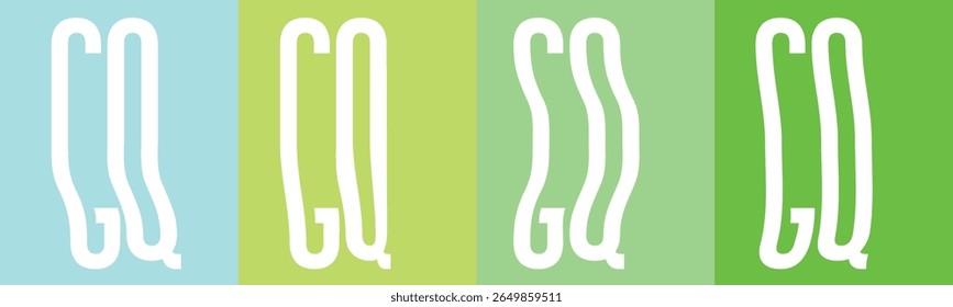 The image displays the letters "GQ" in white, bold, sans-serif font.