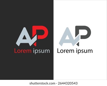 The image displays a logo design featuring the letters AP The letter A is in light gray and the P is in red on a black background  geometric.