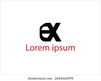 The image displays a logo design featuring the letters EX interlocked and presented in bold black against a white background. 