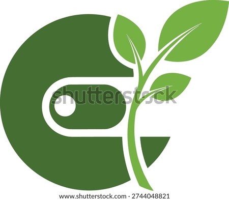 The image displays a logo where a green plant with two leaves is growing out of a stylized letter c. The design combines organic and geometric elements, symbolizing growth, nature, and sustainability. The plant appears vibrant and fresh, while the letter c is depicted in a simplified, modern style.