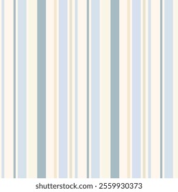 The image displays a pattern of vertical stripes in various pastel colors, including shades of blue, yellow, and beige. The stripes vary in width, creating a visually appealing and balanced design.